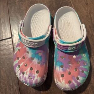 Crocs. Tie Dye.  Women’s size 8.  Men’s Size 6.